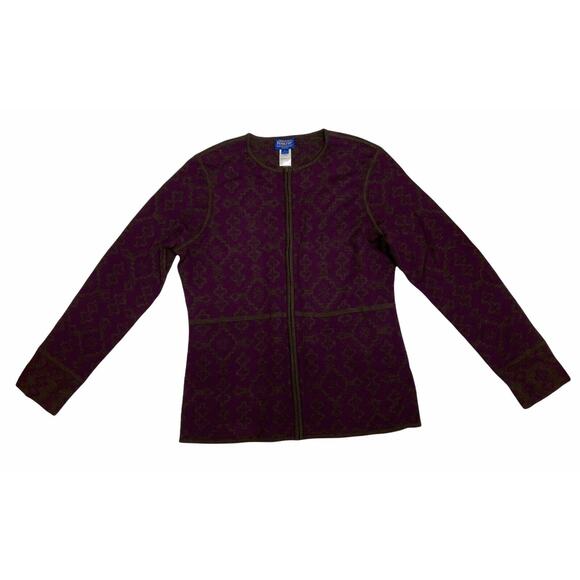 Pendleton 100% Merino Wool Full Zip Sweater Jacket Size L Large Vintage Purple - Picture 1 of 5
